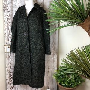 Vintage Union Made Tweed Pea Coat w/ Rose Buttons